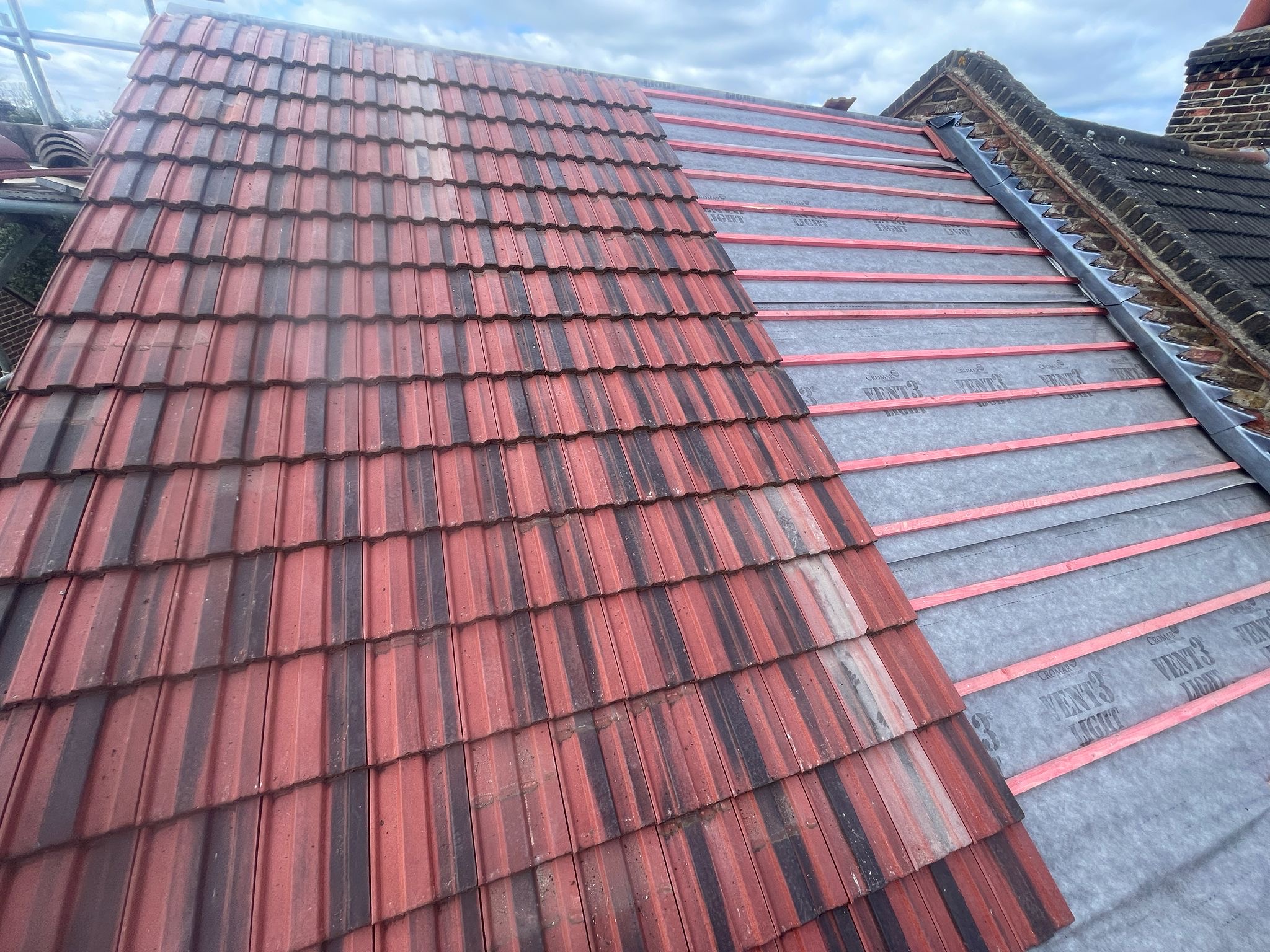 Roof tiling in progress